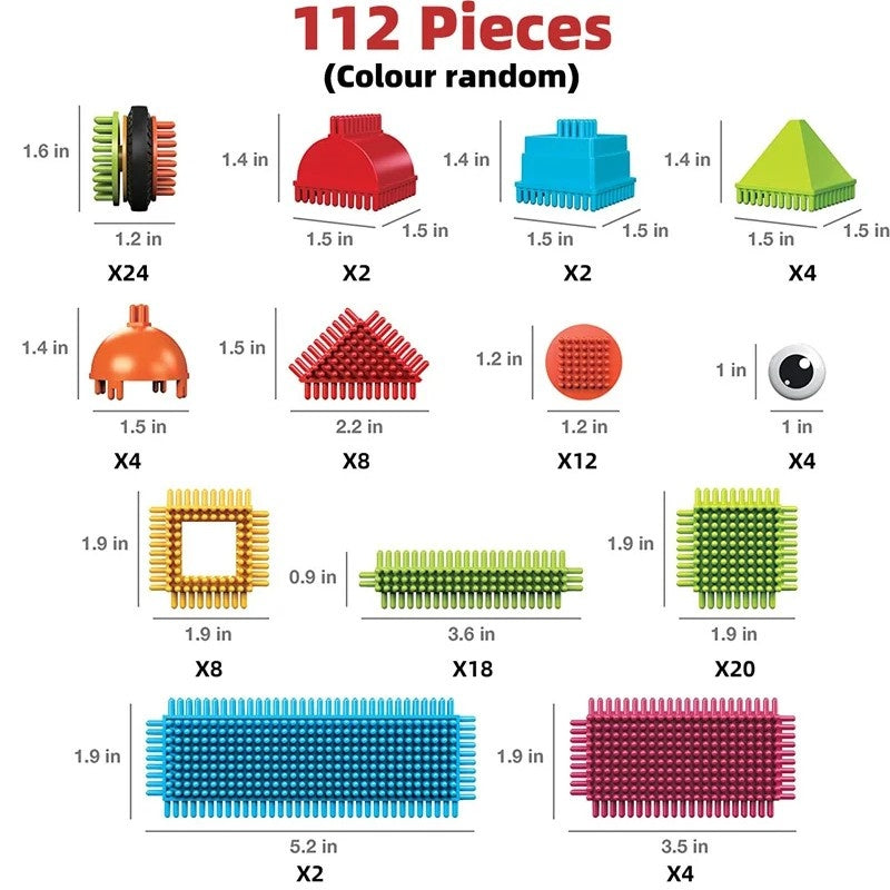 DIY Bristle Building Blocks with Creative STEM Construction Set for Kids, Easy to Build, Safe for Ages 3+