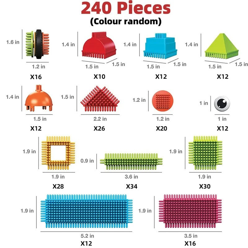 DIY Bristle Building Blocks with Creative STEM Construction Set for Kids, Easy to Build, Safe for Ages 3+