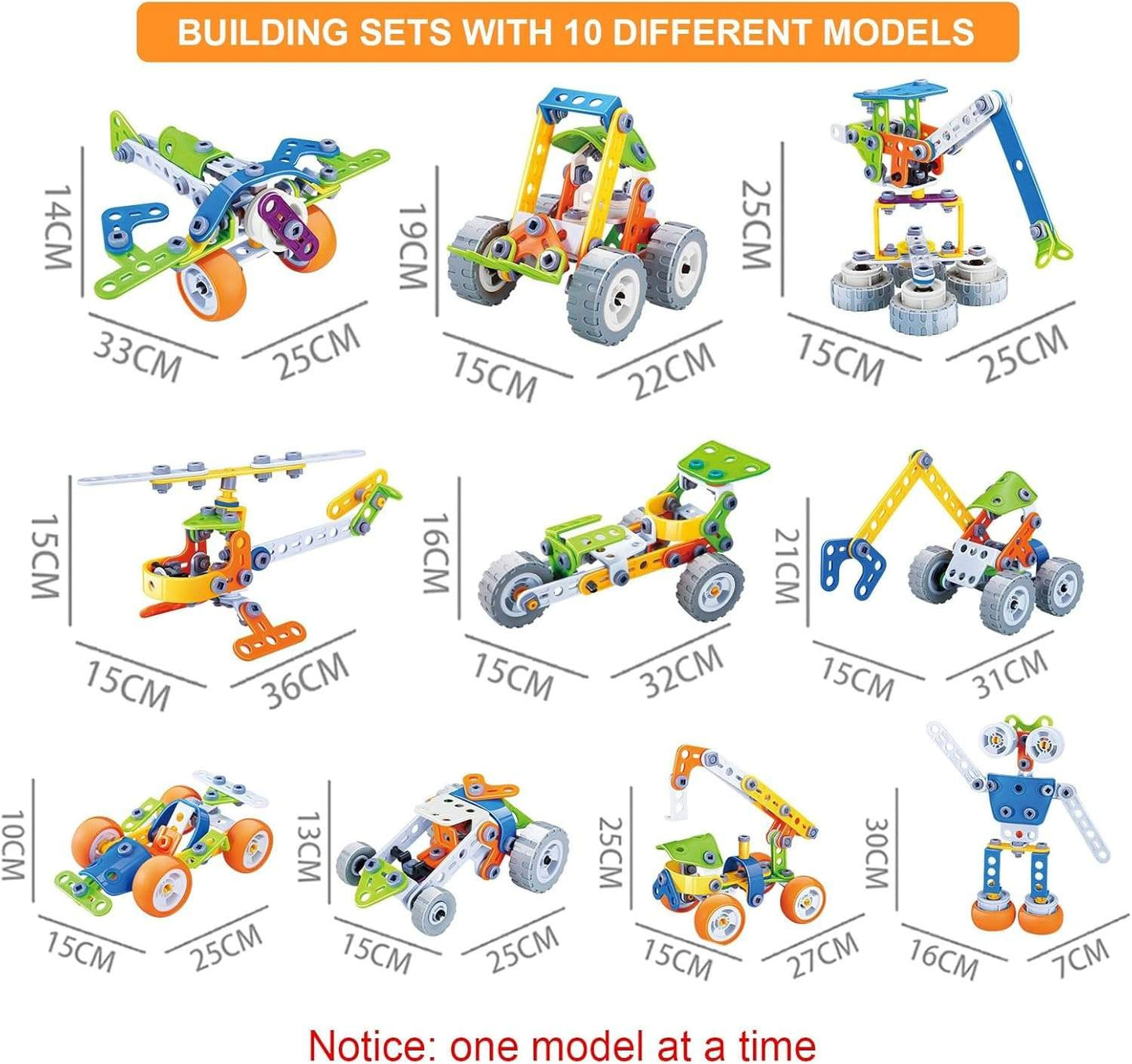 DIY Construction Building Blocks Toy Set with Hands-On Logical Thinking and Creative Engineering Learning Kit, Safe for Ages 3+