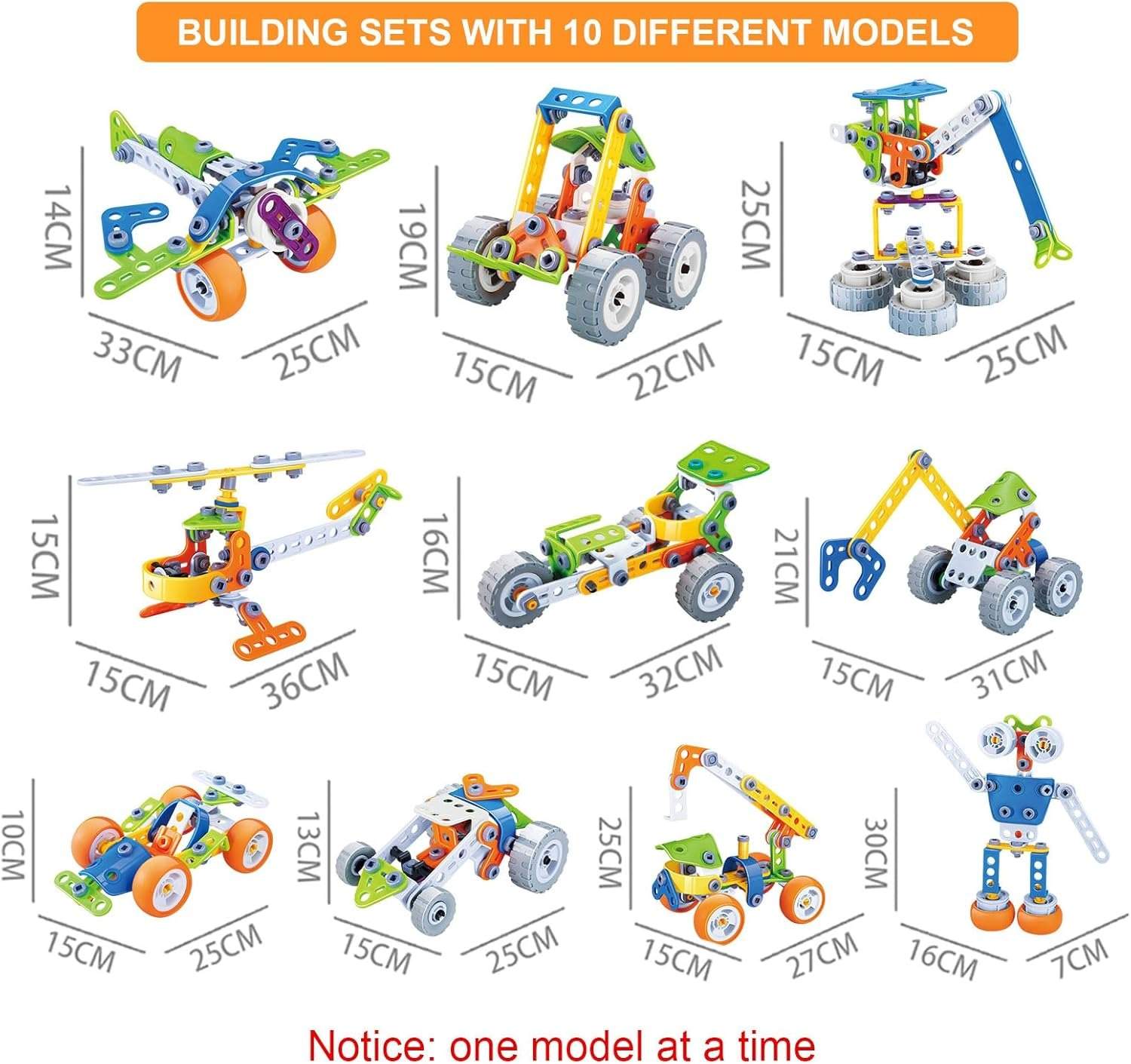 DIY Construction Building Blocks Toy Set with Hands-On Logical Thinking and Creative Engineering Learning Kit, Safe for Ages 3+