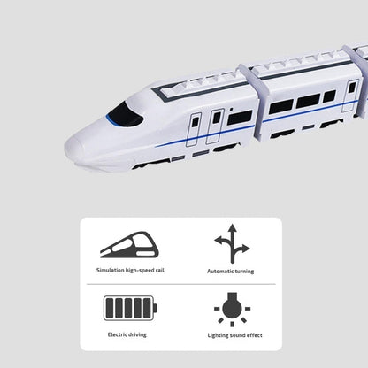 DIY Electric Train Toy with Lights and Sounds, 360 Spinning, Auto Obstacle Avoidance, Safe for Ages 2+