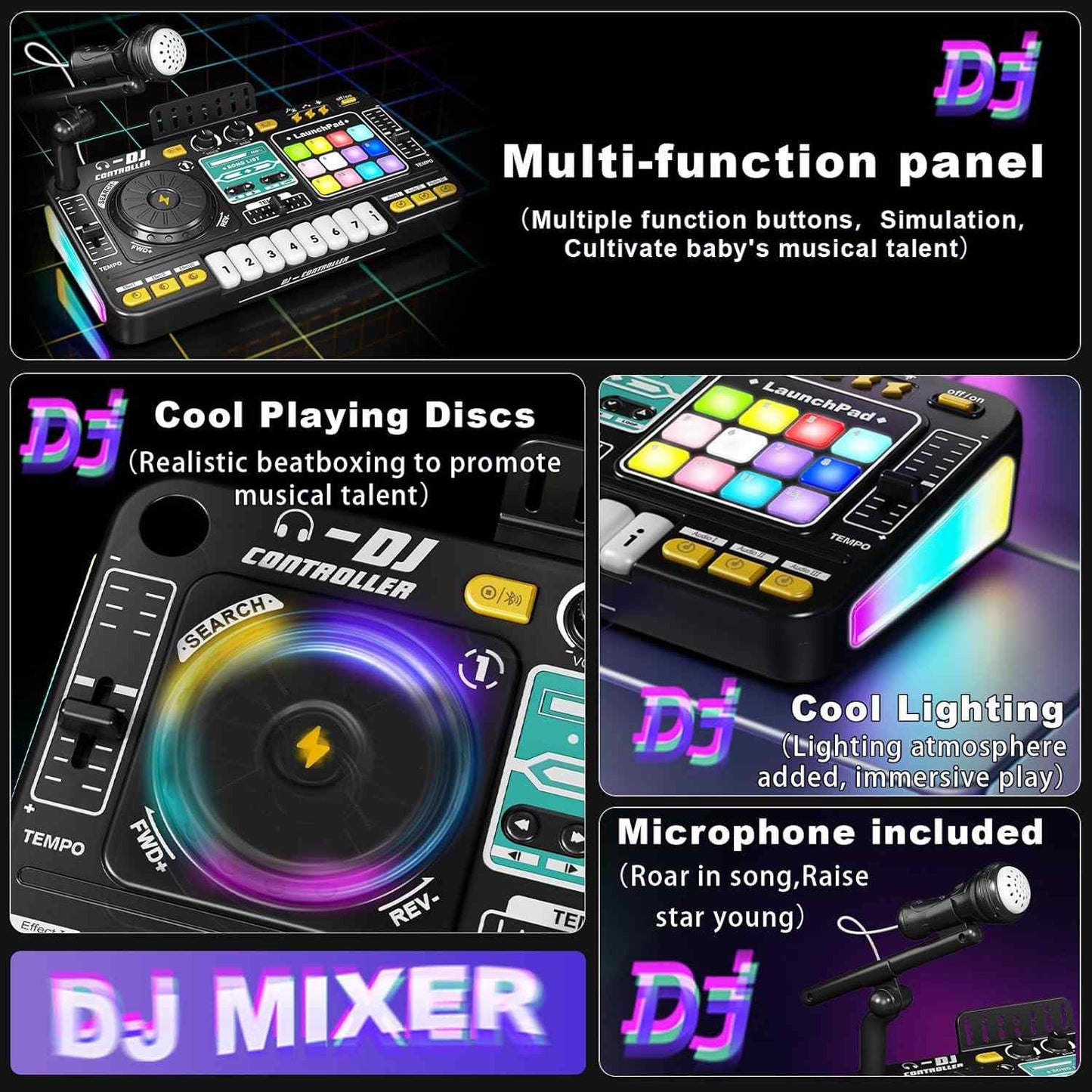 DJ Mixer Pretend Play Toy – Musical Instrument Learning Toy for Kids Creativity