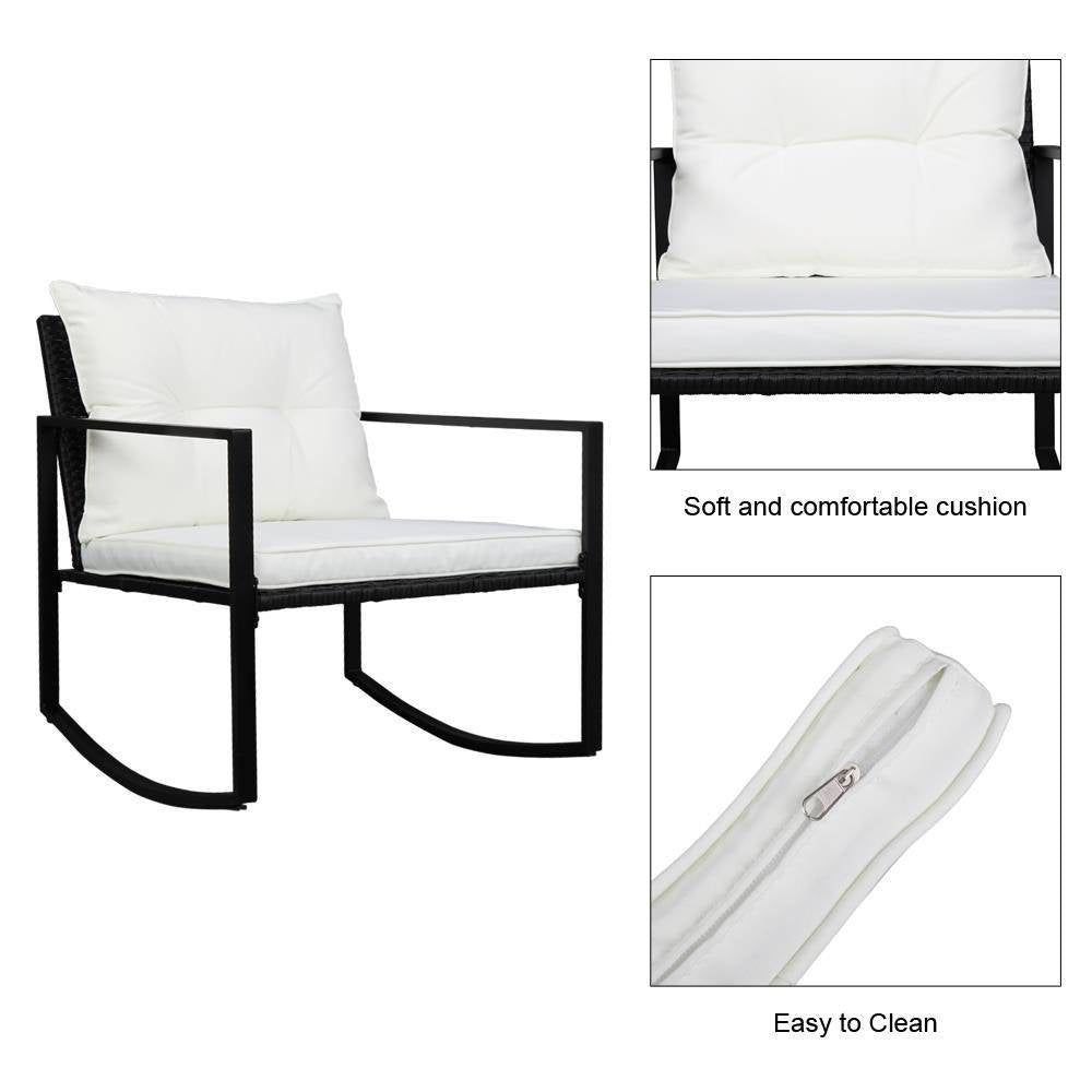 Patio Wicker Rocking Chair Set of 3