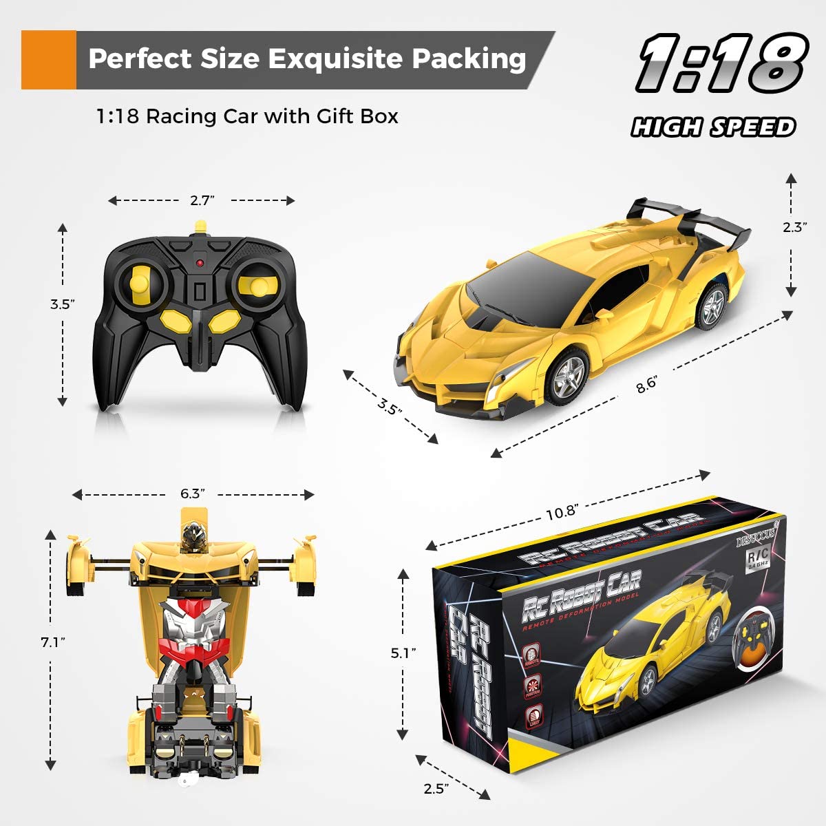 Fast RC Remote Control Racing Car 2 in 1 Toy