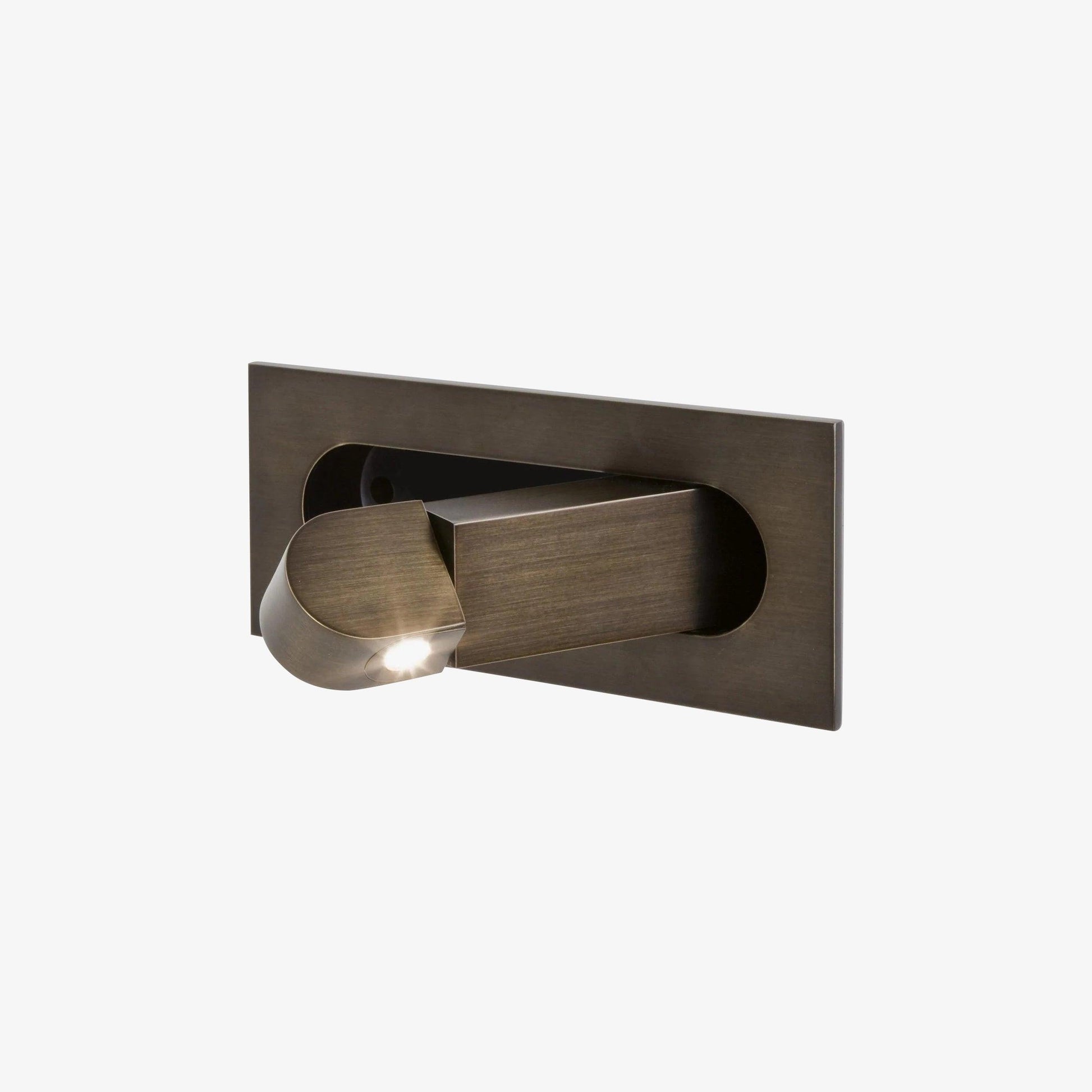 Bronze wall-mounted light fixture on a white background