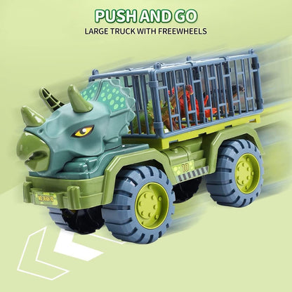 Dinosaur Car Play Truck, Transport Car Carrier with 3 Dino Figures, Egg and Tree, Safe for Ages 3+