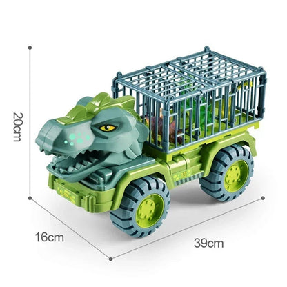 Dinosaur Car Play Truck, Transport Car Carrier with 3 Dino Figures, Egg and Tree, Safe for Ages 3+