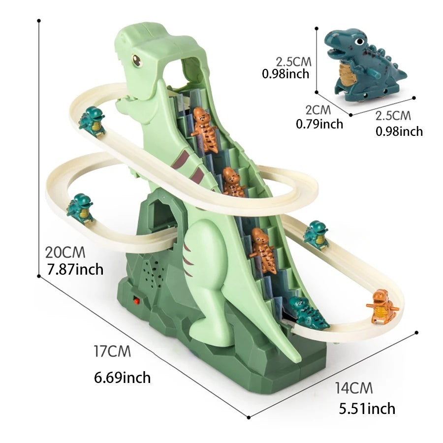 Dinosaur Climbing Slide Toy with 3 Dinosaurs, Light & Music, Safe for Ages 3+