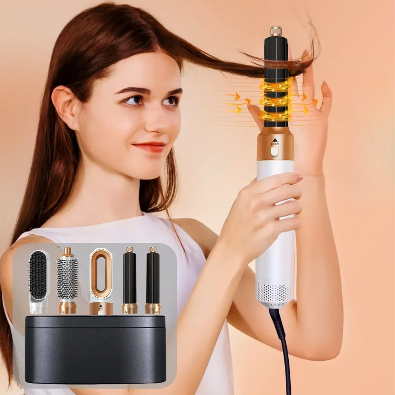 Premium 5-in-1 Hair Curler with Hot Air Brush & Dryer