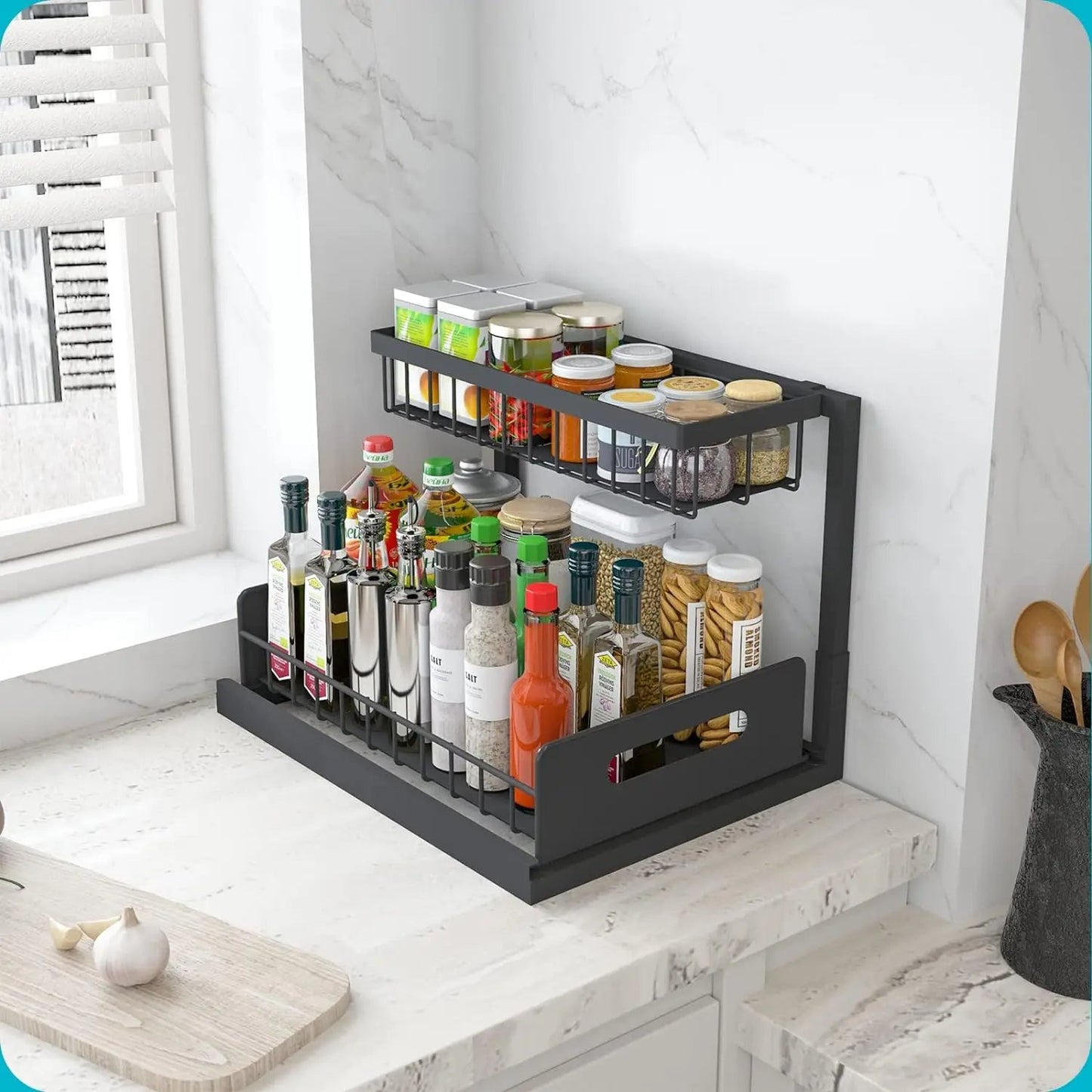 Space Saving Double Layer Sink Storage Unit