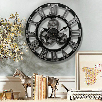 Rustic Metal Wood Wall Clock - Halri