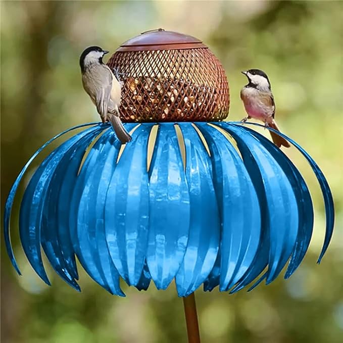 Rustic Metal Bird Feeder with Floral Pattern
