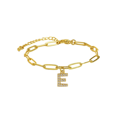 Delicate Initial Paperclip Charm Bracelet