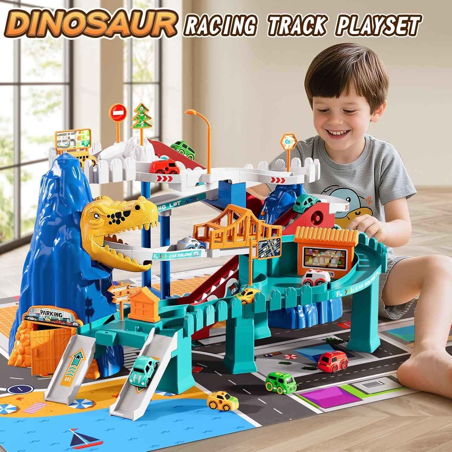 Electric Dinosaur Mountain Track Car with Multi-Floors, Various PCS - Safe for Ages 3+