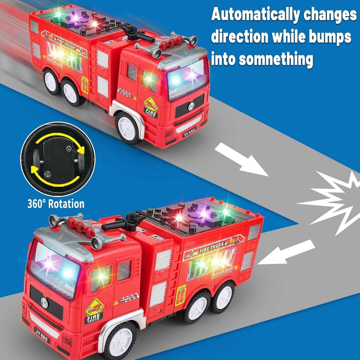 Electric Fire Engine Toy With Lights For Children, Real Siren Sounds, Safe ABS Material, Suitable for Kids 3+