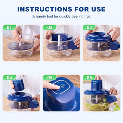Electric Fruit and Vegetable Peeler with One-Touch Automatic Peeling and 5-Blade Stainless Steel Clamshell Design