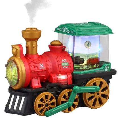 Electric Spray Steam Train Toy with Realistic Steam Release, LED Lights, Sturdy ABS - Safe for Ages 4+