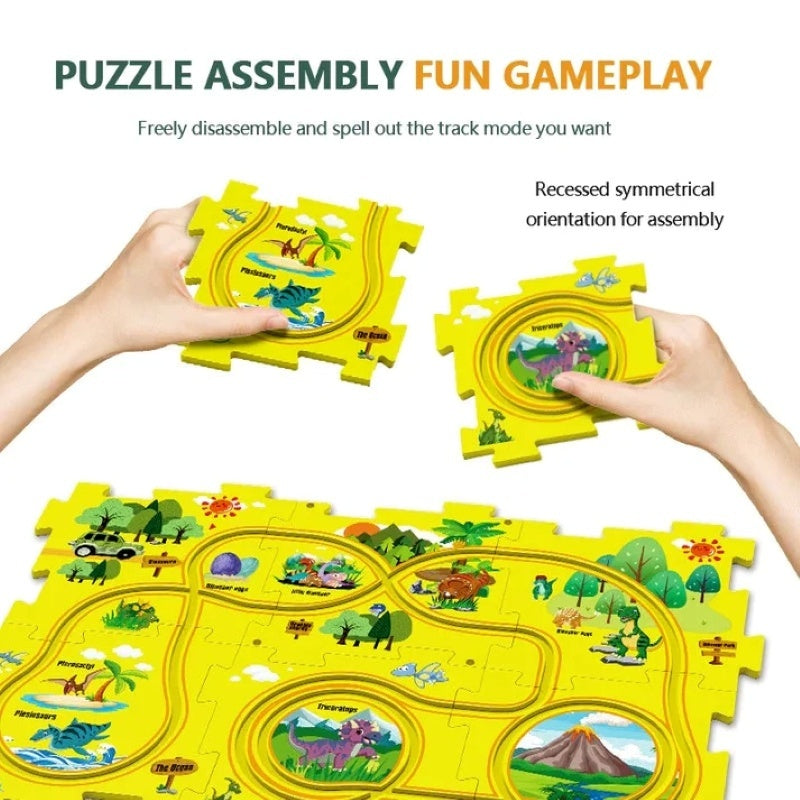Electric Track Car Puzzle Toy with Creative Assembly, Made of Safe Plastic, Safe for Ages 3+