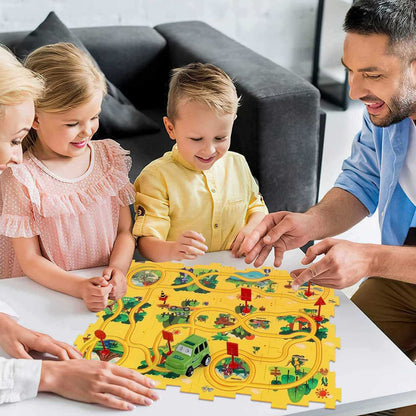 Electric Track Car Puzzle Toy with Creative Assembly, Made of Safe Plastic, Safe for Ages 3+