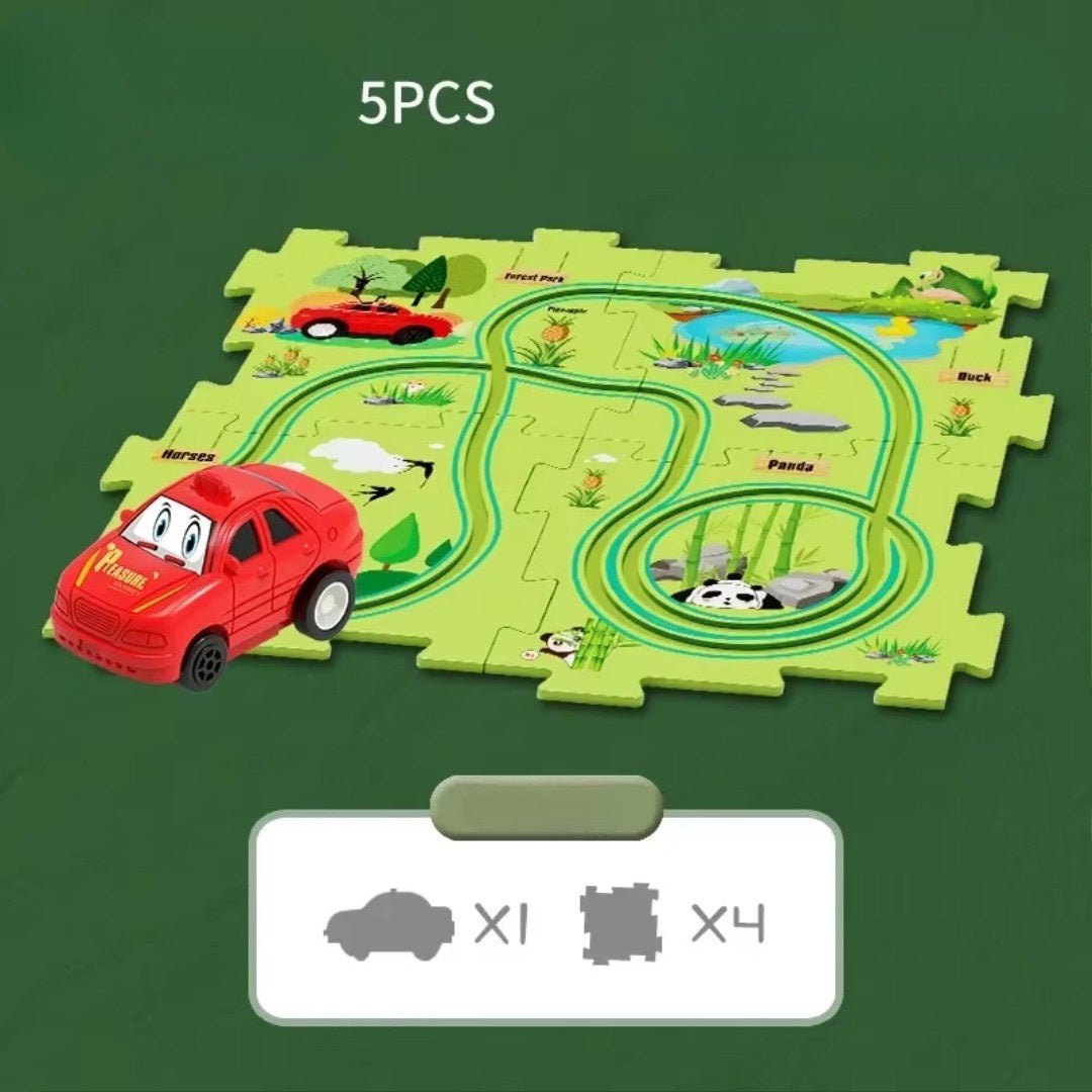 Electric Track Car Puzzle Toy with Creative Assembly, Made of Safe Plastic, Safe for Ages 3+