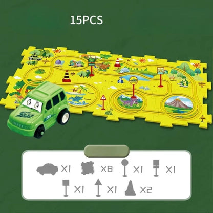 Electric Track Car Puzzle Toy with Creative Assembly, Made of Safe Plastic, Safe for Ages 3+