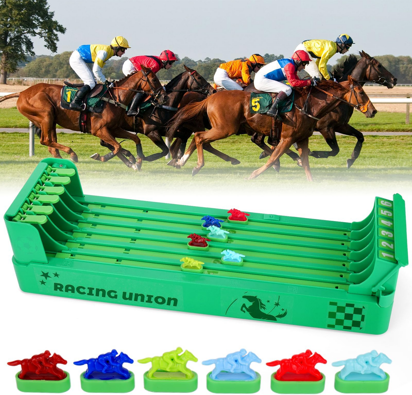 Fun Kids Horse Racing Game Set with 6 Horses - Halri