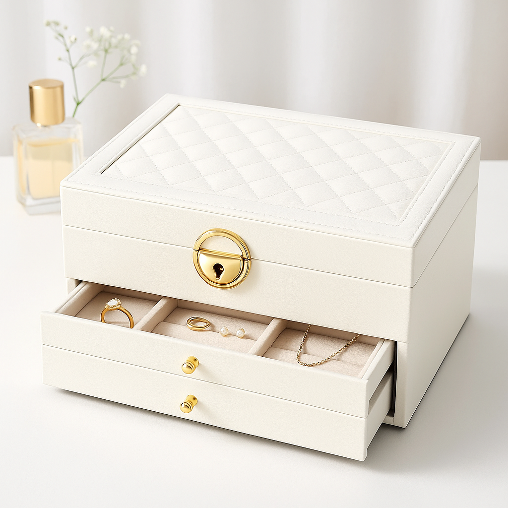 Small Jewelry Storage Case with Stackable Trays