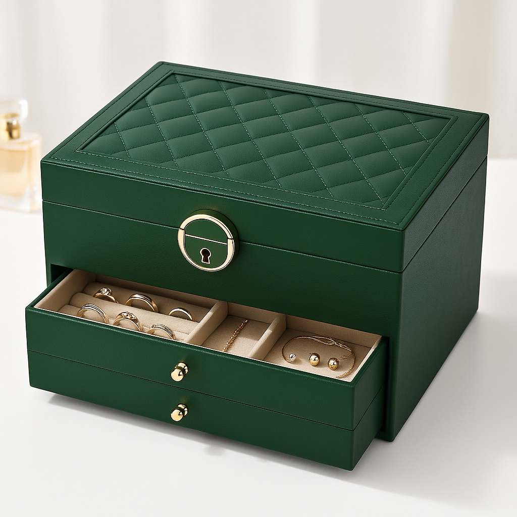 Small Jewelry Storage Case with Stackable Trays - Halri