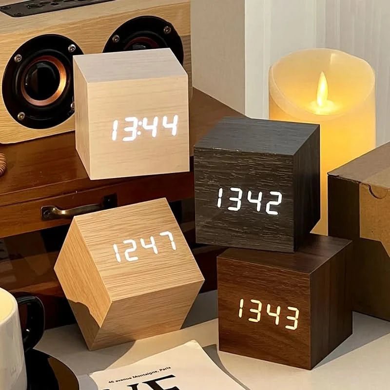 Classic Wood LED Table Clock for Home Office Decor - Halri