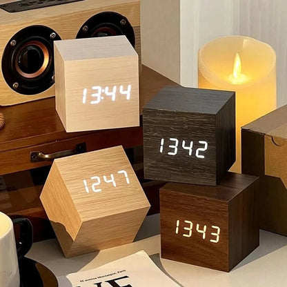 Classic Wood LED Table Clock for Home Office Decor - Halri