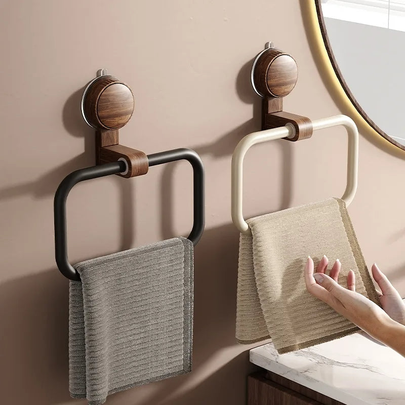 Elegant Towel Holder with Walnut Accents – 180° Rotatable Towel Rack for Bathroom and Kitchen, Stainless Steel and Wood Design 1