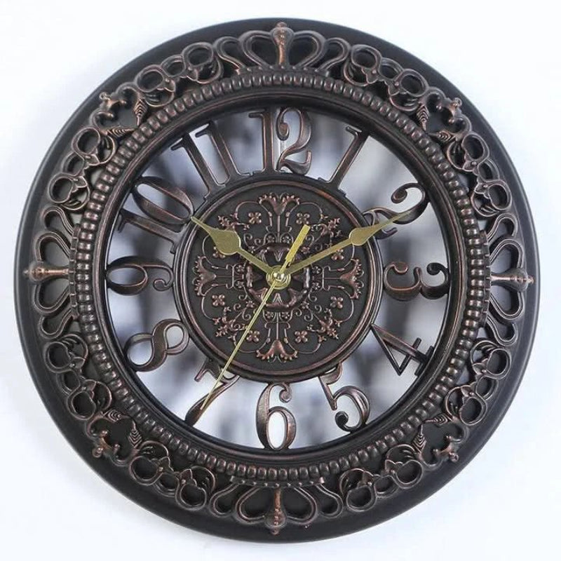 Elegant Vintage Wall Clock with Decorative Metal Frame – 40cm Diameter Timeless Home Decor 3