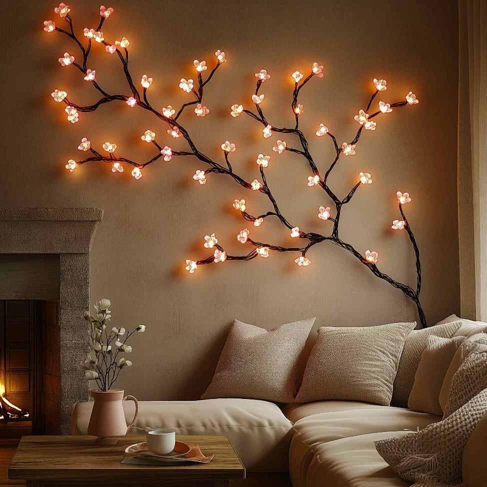 Pink Floral Slim LED Wall Lamp - Halri