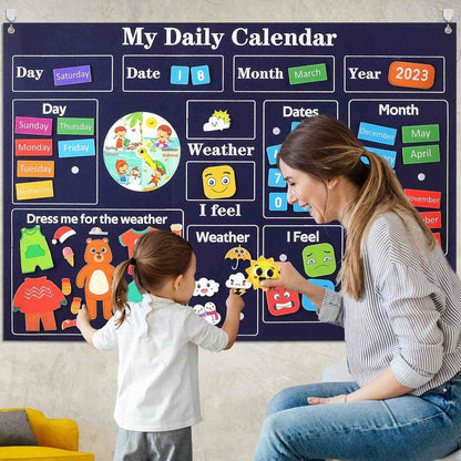 Colorful Kids Daily Calendar Chart, Educational and Fun - Halri