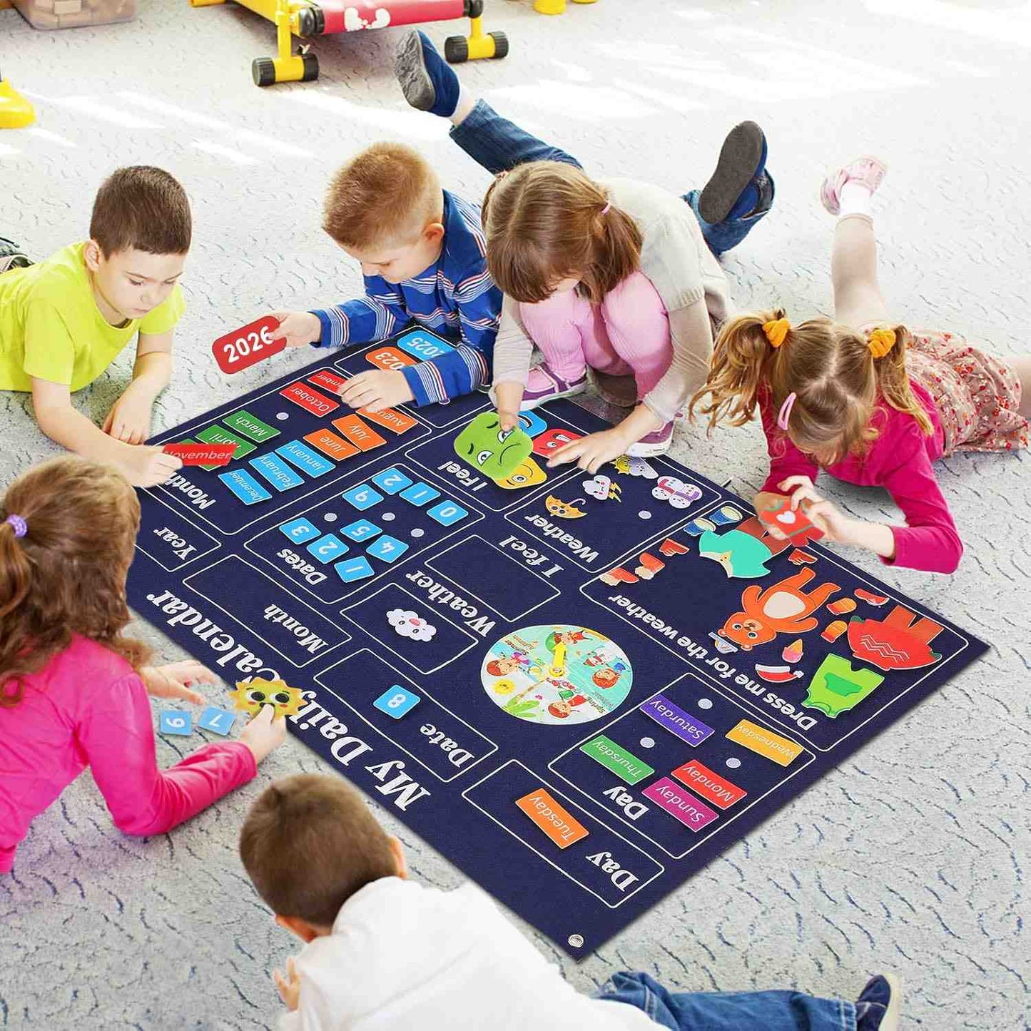 Engaging Felt Calendar for Young Children, Days of the Week Chart Learning, Safe for Ages 3+