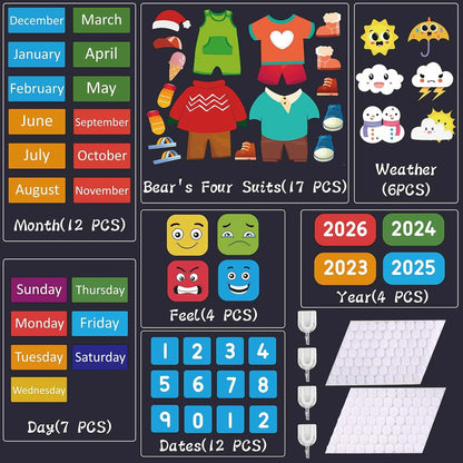 Engaging Felt Calendar for Young Children, Days of the Week Chart Learning, Safe for Ages 3+
