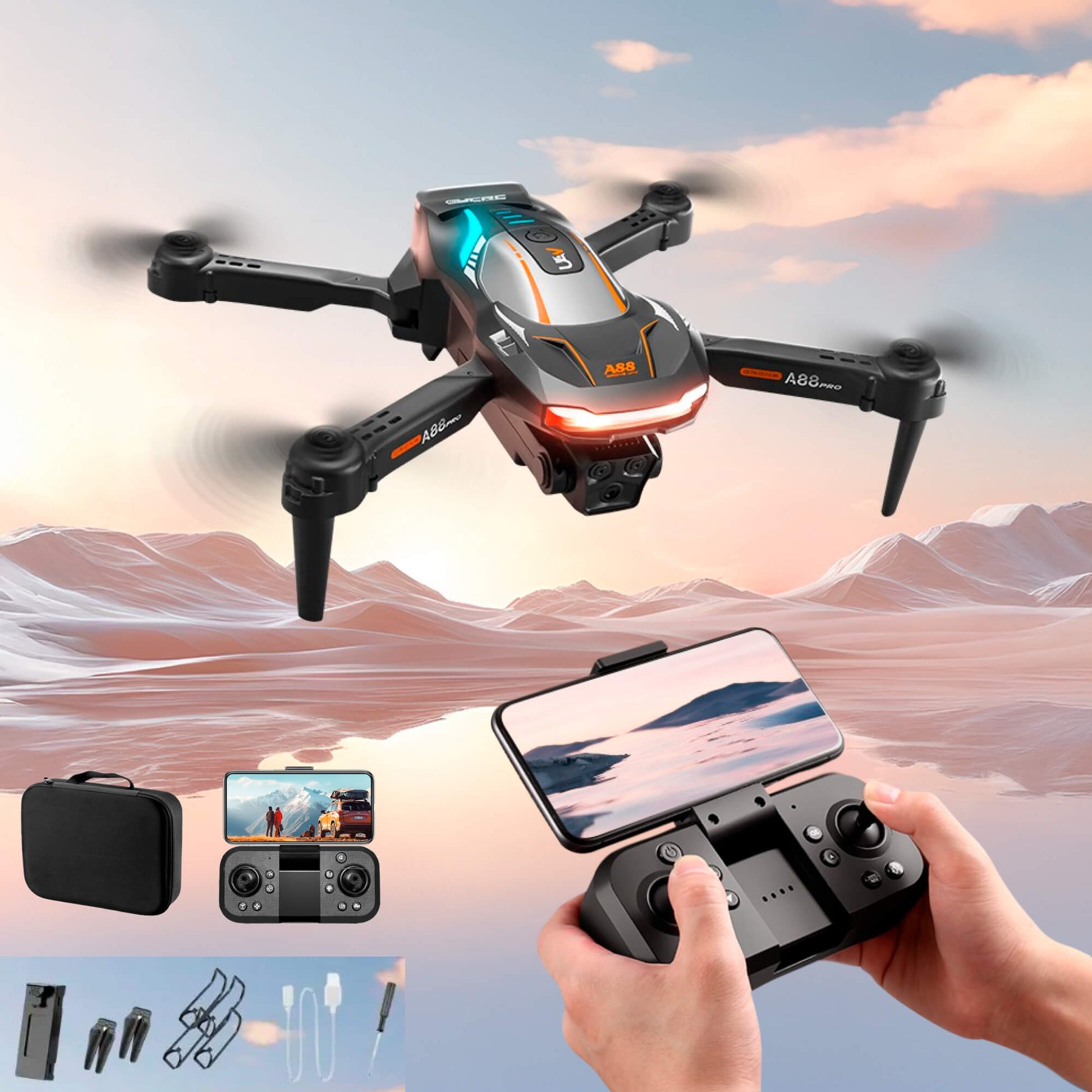 Portable Mini Drone with Remote and Collision Avoidance - Halri