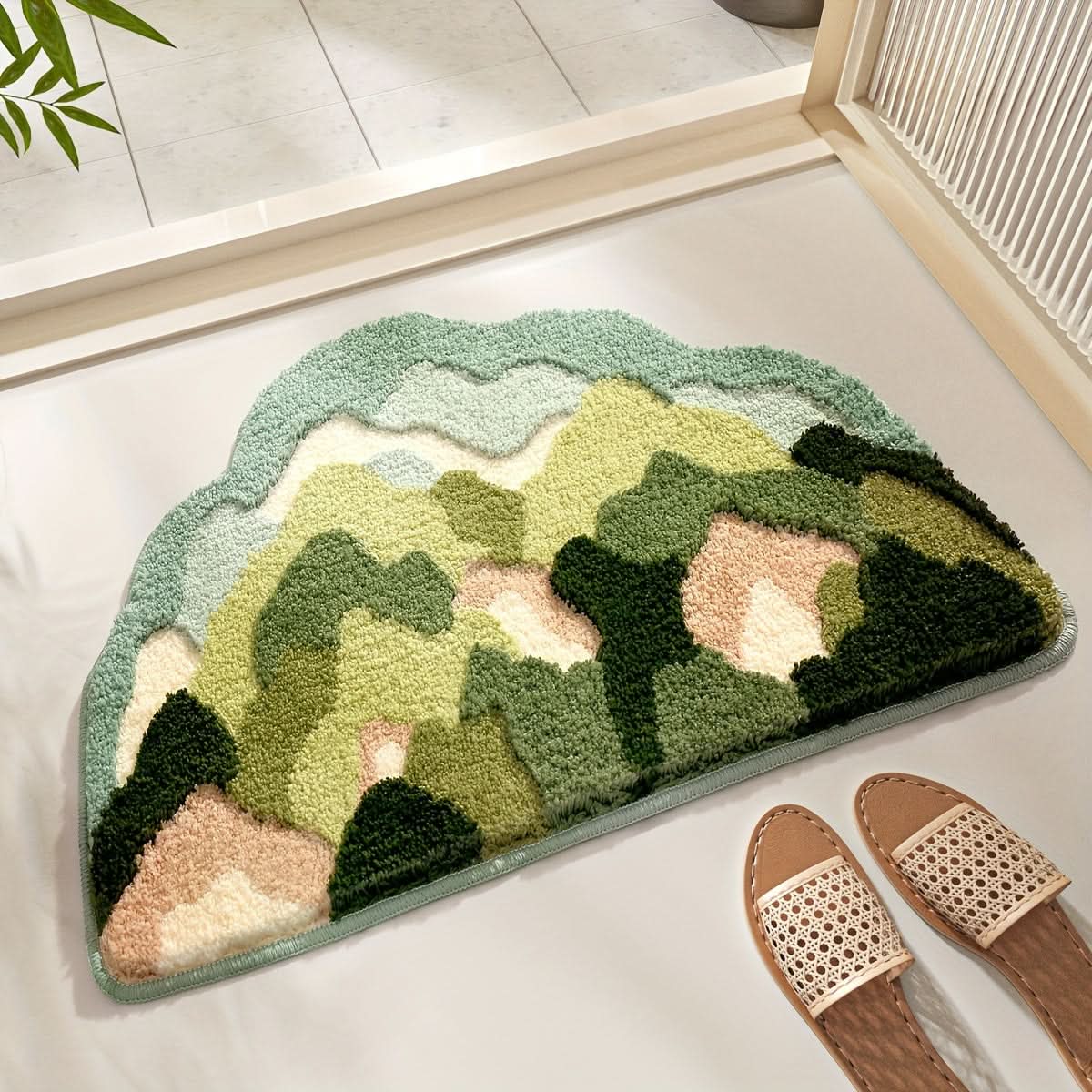 Extra Absorbent Floral Bathroom Mat, Non-Slip Microfiber Bath Rug 50 x 80 cm, Elegant Design for Moisture Protection 5