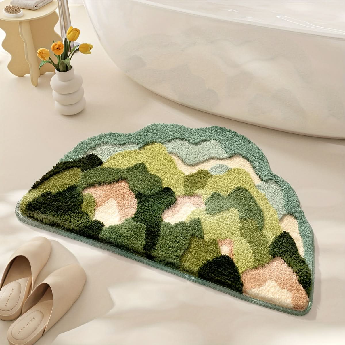 Extra Absorbent Floral Bathroom Mat, Non-Slip Microfiber Bath Rug 50 x 80 cm, Elegant Design for Moisture Protection 9
