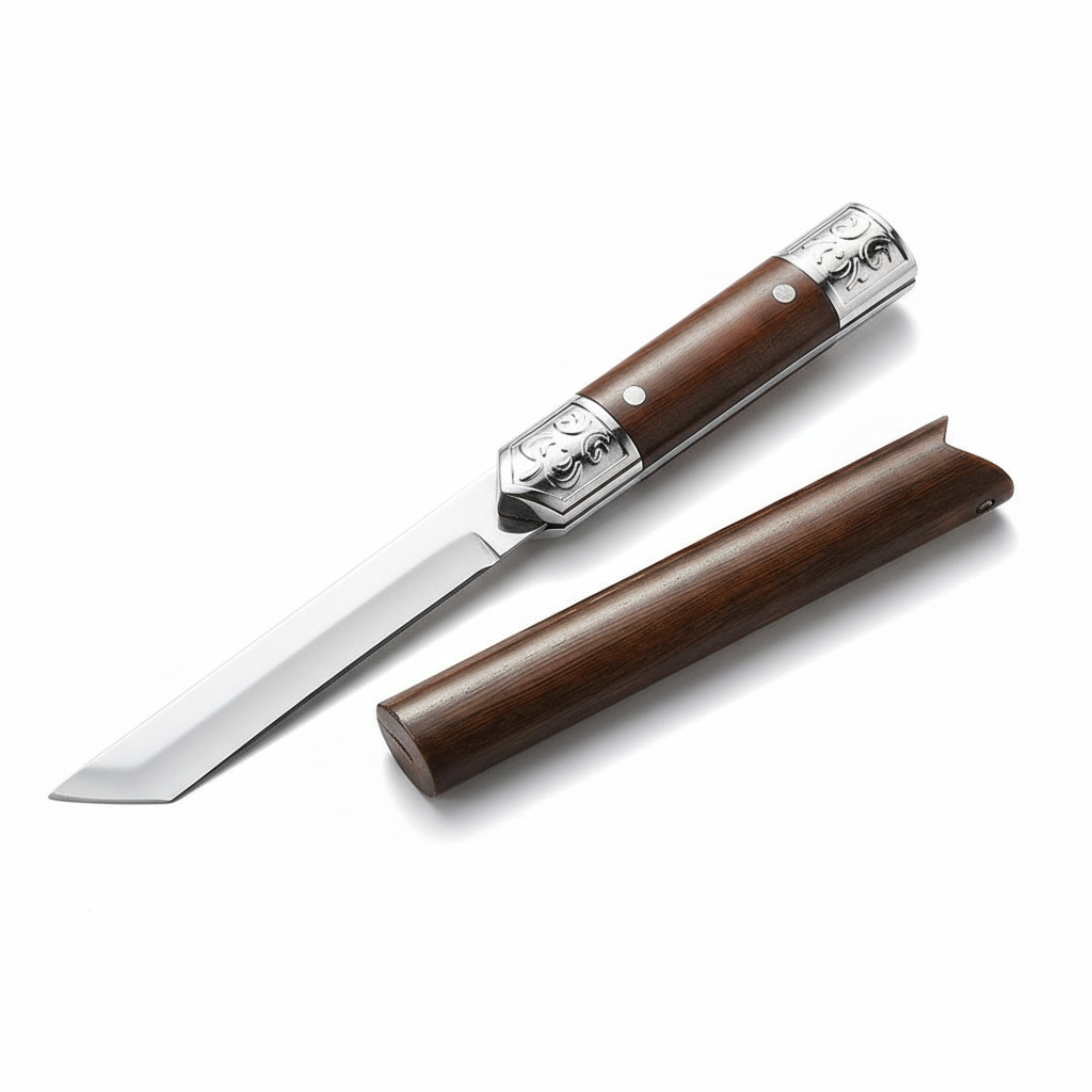 Premium Handmade Pocket Knife with Wooden Grip - Halri