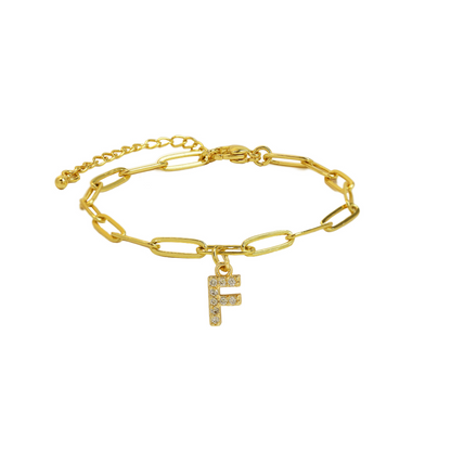 Delicate Initial Paperclip Charm Bracelet