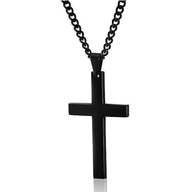 Men's Silver Cross Necklace with Stainless Steel Pendant - Halri