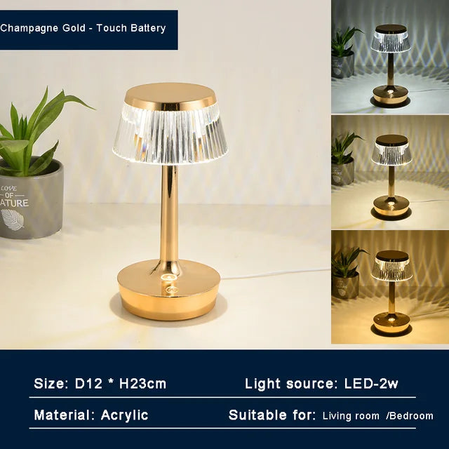 Stylish Glass Pendant Rechargeable Desk Lamp