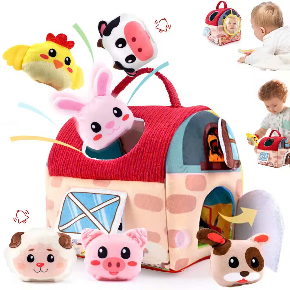 Cute Farm Friends Soft Toy with Mirror and Handle - Halri