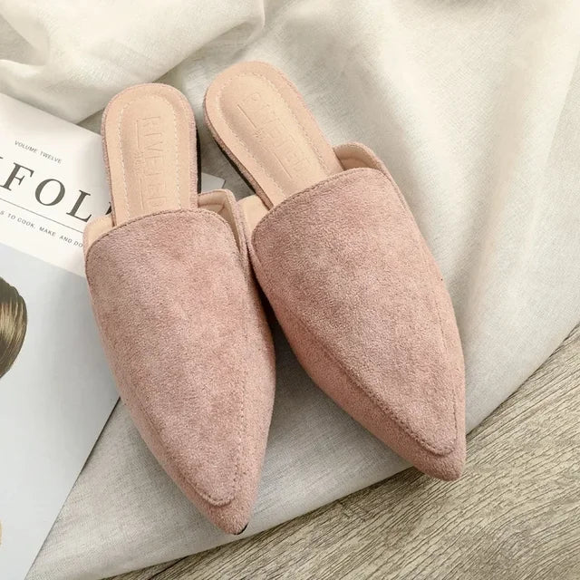 Luxury Suede Pointed Toe Mule Shoes