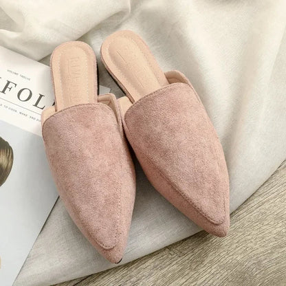 Luxury Suede Pointed Toe Mule Shoes