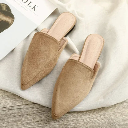 Luxury Suede Pointed Toe Mule Shoes