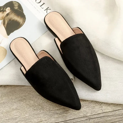 Luxury Suede Pointed Toe Mule Shoes