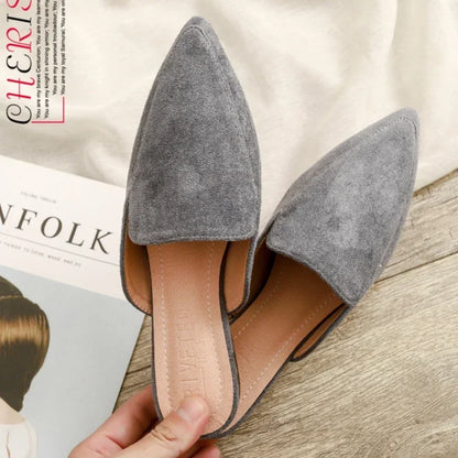 Luxury Suede Pointed Toe Mule Shoes