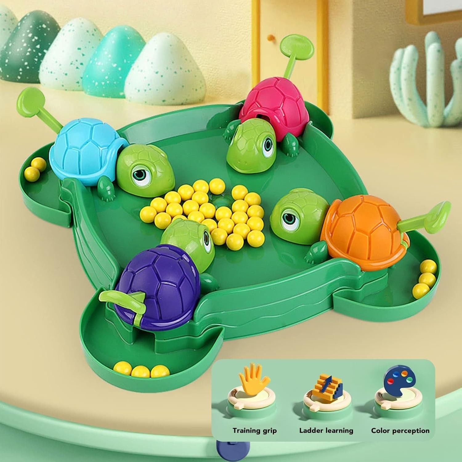Fast & Exciting Board Game with Interactive Turtle Eating, Hand-Eye Coordination Training and Color Recognition, Safe for Ages 3+